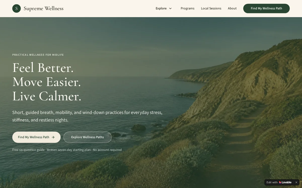 Screenshot of Supreme Wellness Hub