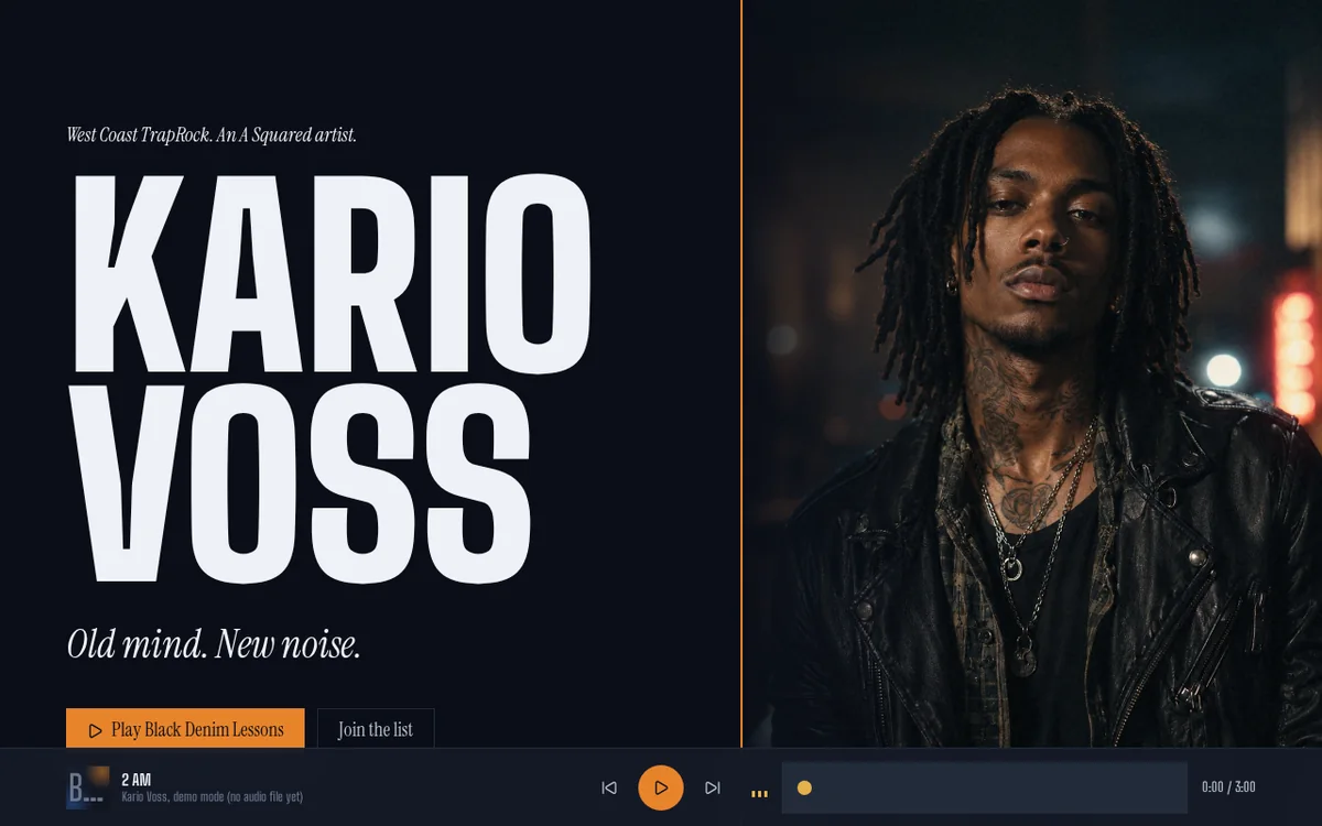 Screenshot of Kario Voss Hub